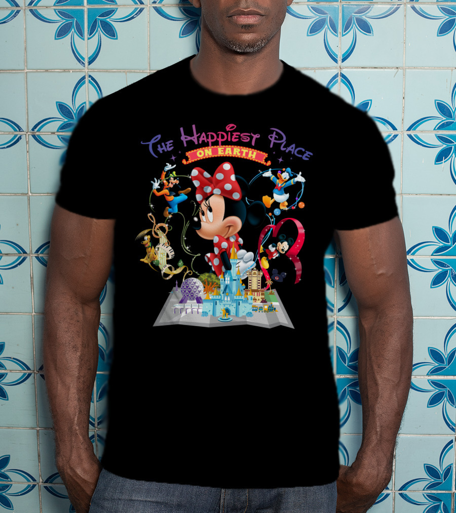 Minnie The Happiest Place On Earth Disney Characters And Castle T-Shirt