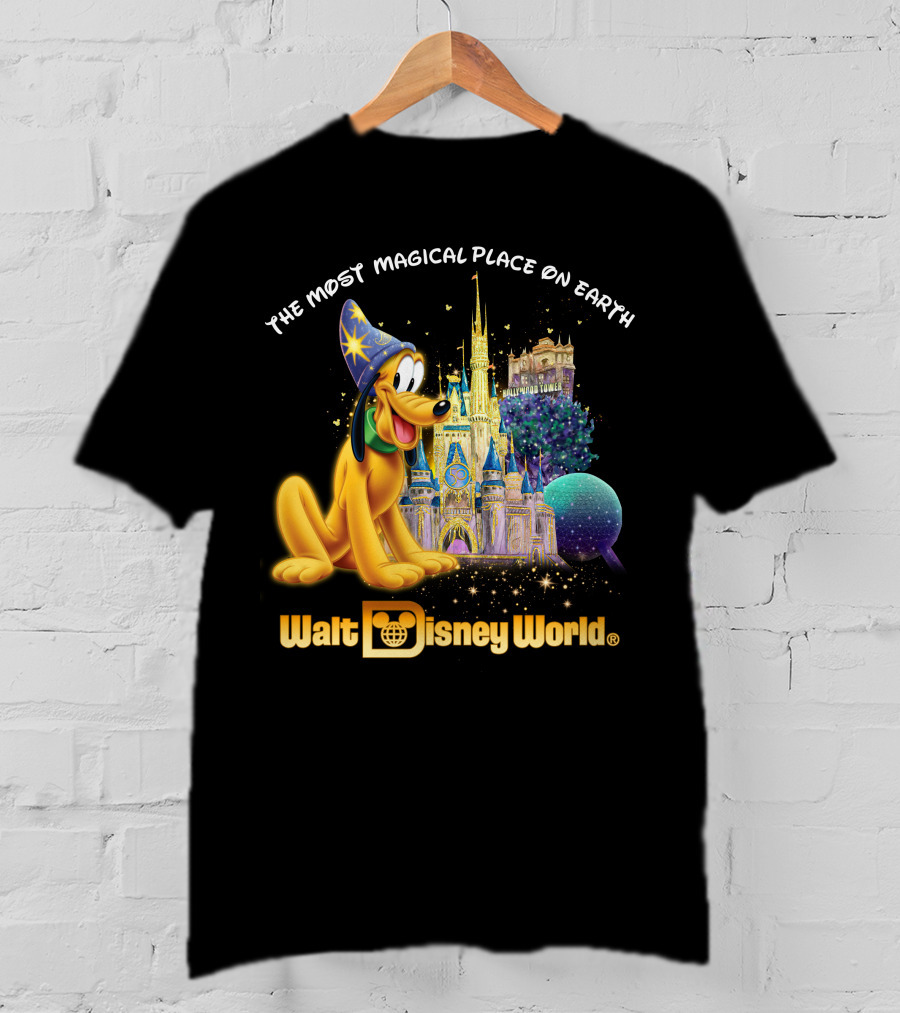 Walt Disney World The Most Magical Place On Earth Pluto Magical Castle T-Shirt