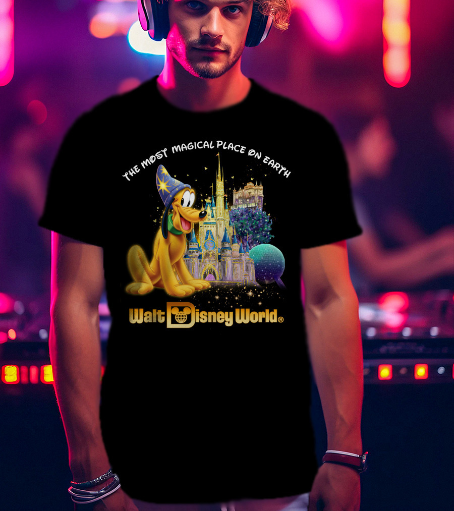 Walt Disney World The Most Magical Place On Earth Pluto Magical Castle T-Shirt