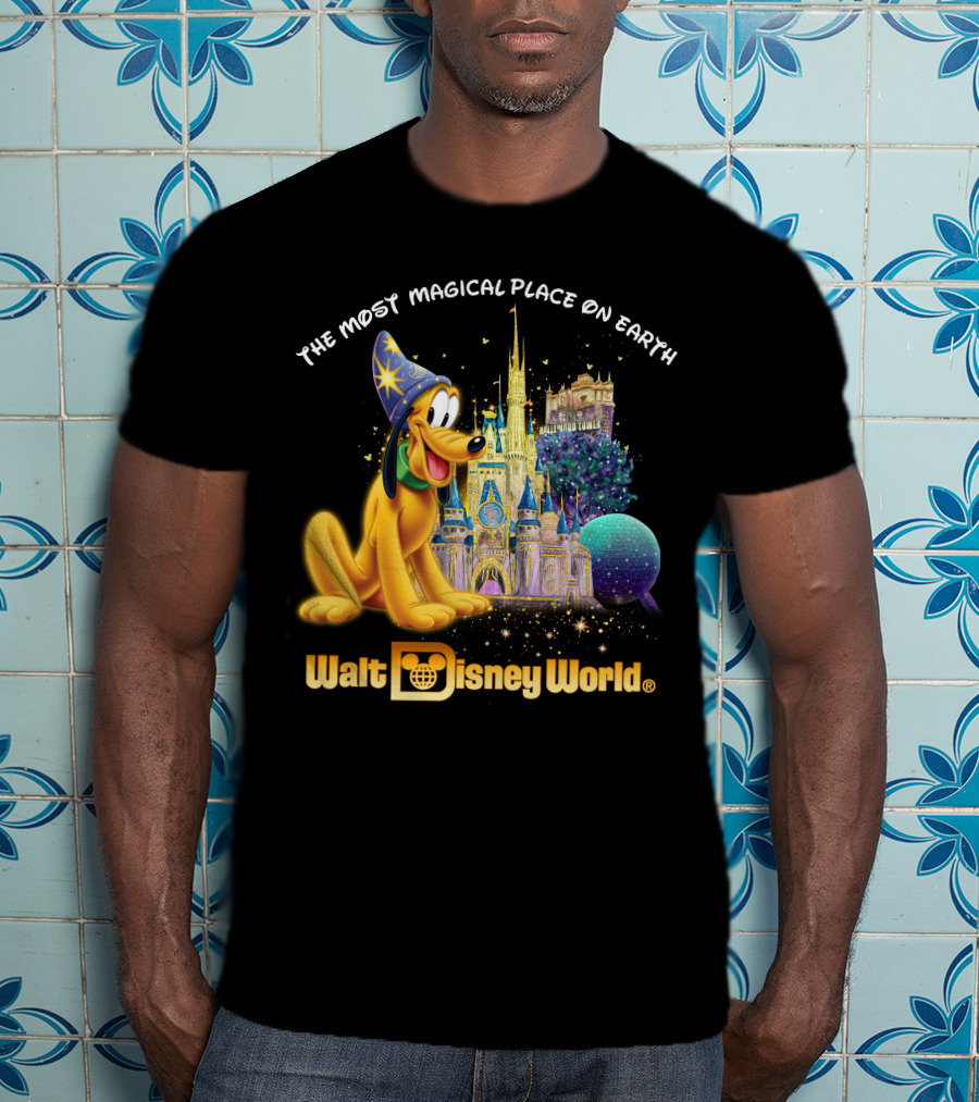Walt Disney World The Most Magical Place On Earth Pluto Magical Castle T-Shirt