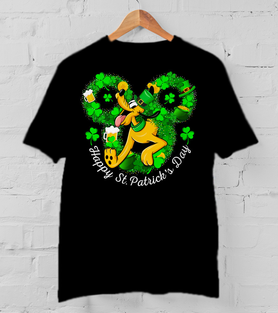 Happy St. Patrick's Day Pluto Shamrock And Hat Celebration T-Shirt