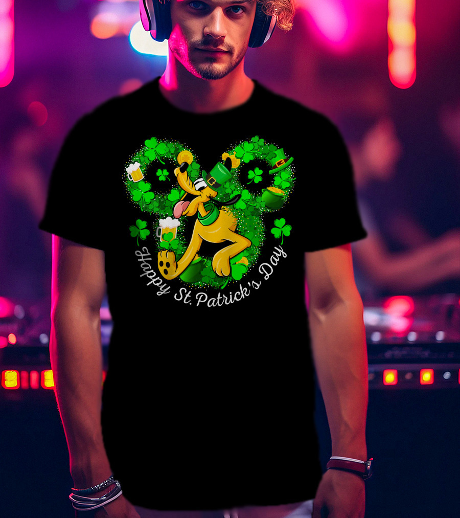 Happy St. Patrick's Day Pluto Shamrock And Hat Celebration T-Shirt
