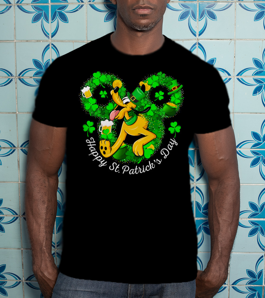 Happy St. Patrick's Day Pluto Shamrock And Hat Celebration T-Shirt