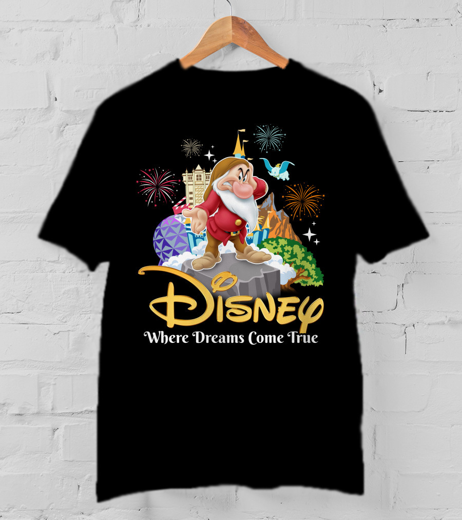 Disney Grumpy Where Dreams Come True Fireworks Celebration T-Shirt