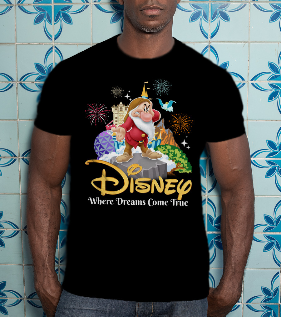 Disney Grumpy Where Dreams Come True Fireworks Celebration T-Shirt