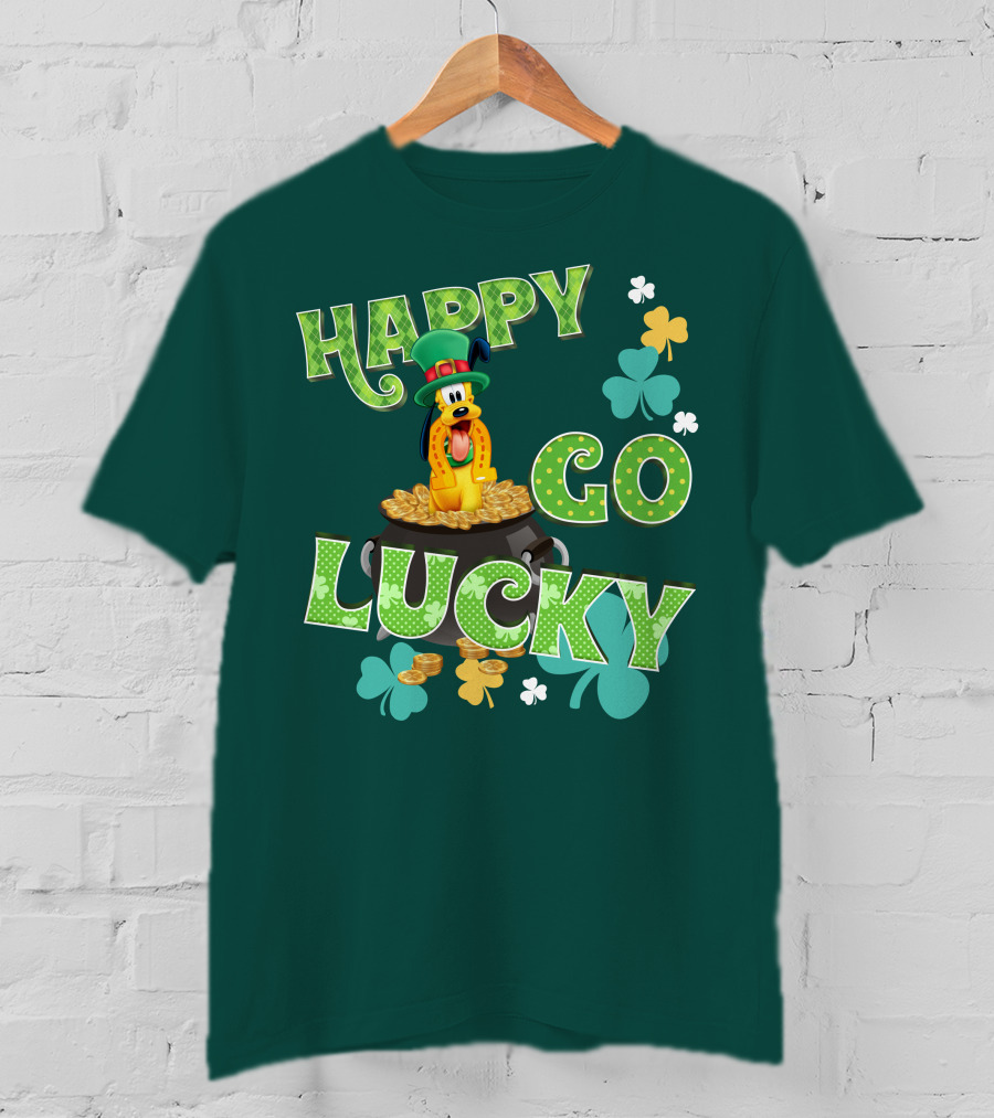 Happy Go Lucky Pluto St. Patrick's Day Theme With Lucky Charms And Gold Coins T-Shirt