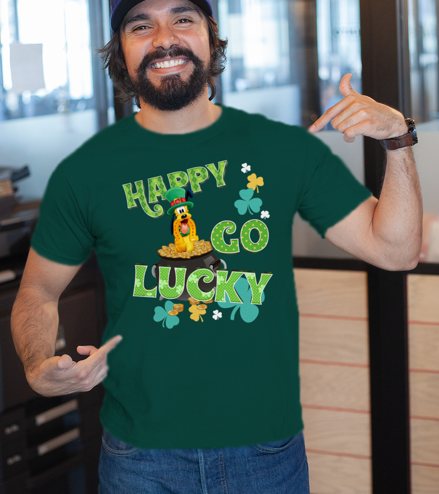 Happy Go Lucky Pluto St. Patrick's Day Theme With Lucky Charms And Gold Coins T-Shirt