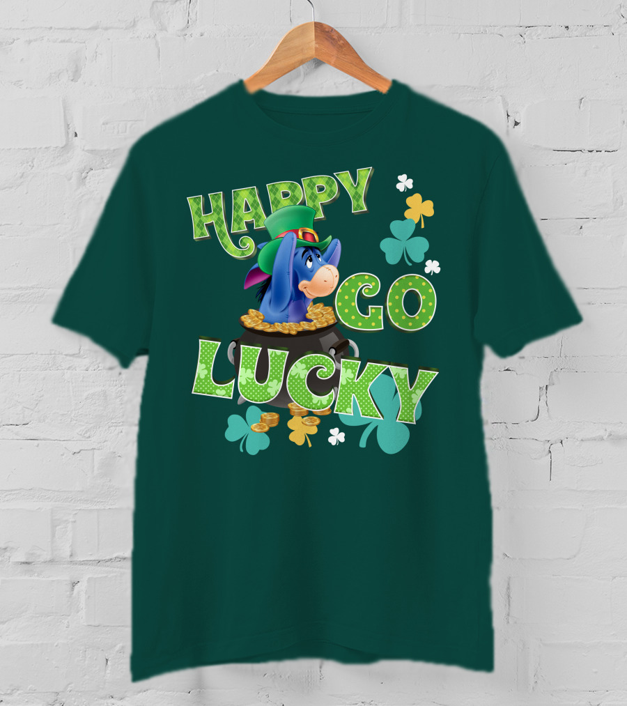 Eeyore Happy Go Lucky St. Patrick's Day Pot Of Gold T-Shirt
