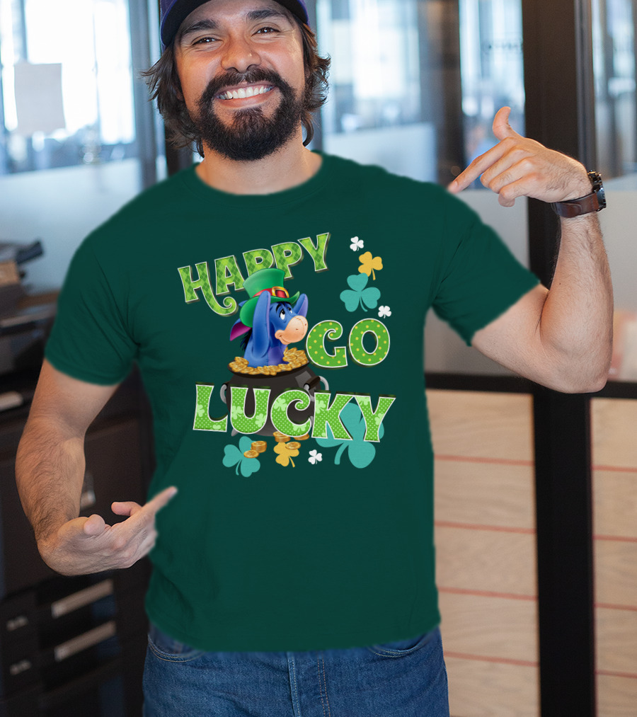 Eeyore Happy Go Lucky St. Patrick's Day Pot Of Gold T-Shirt