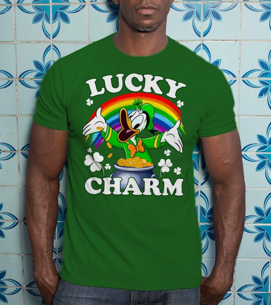 Lucky Charm Donald Duck Pot Of Gold Shamrocks Rainbow T-Shirt