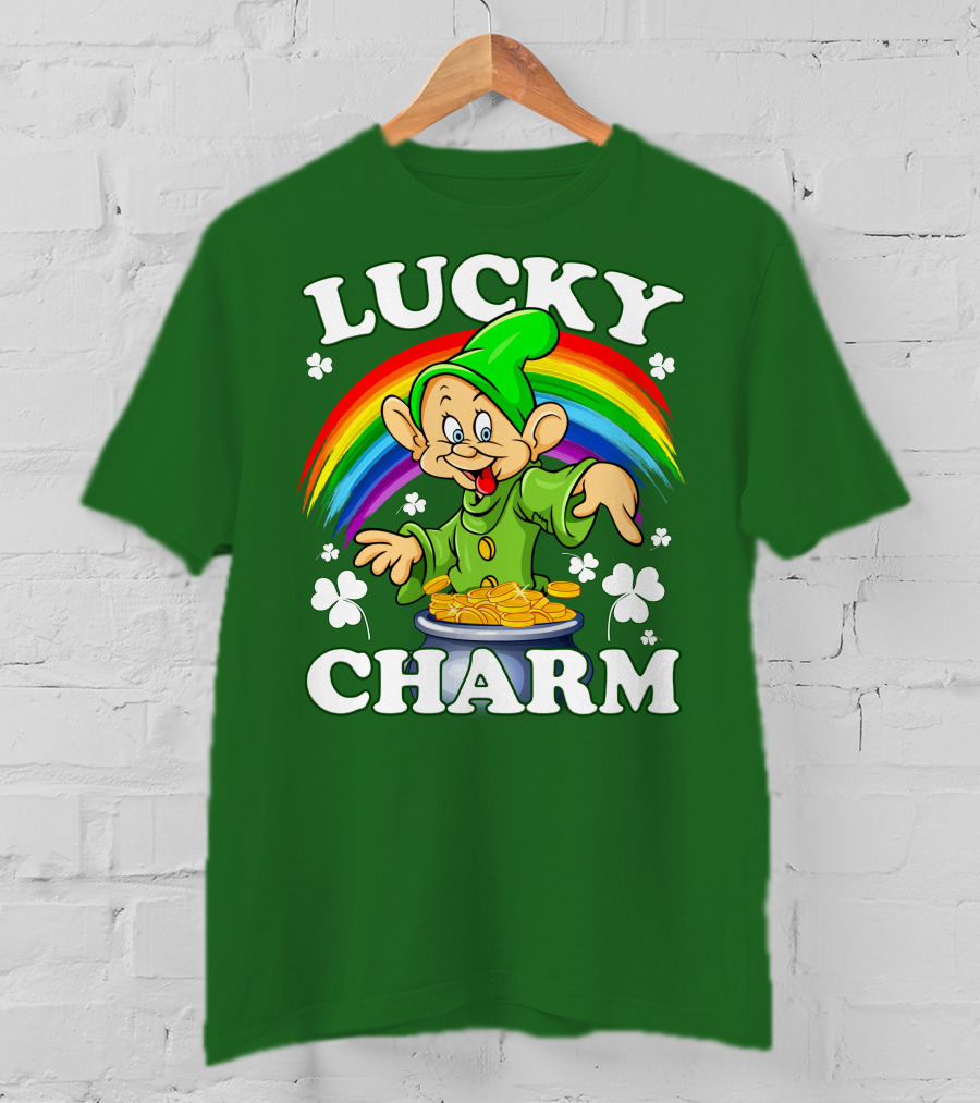 Lucky Charm Dopey Rainbow Gold Coins Shamrocks T-Shirt