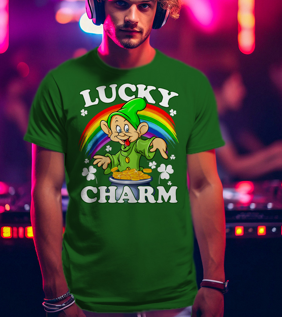 Lucky Charm Dopey Rainbow Gold Coins Shamrocks T-Shirt