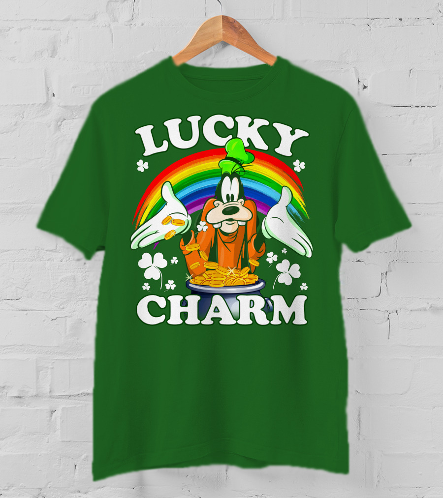 Lucky Charm Goofy Rainbow Gold Coins Shamrocks T-Shirt