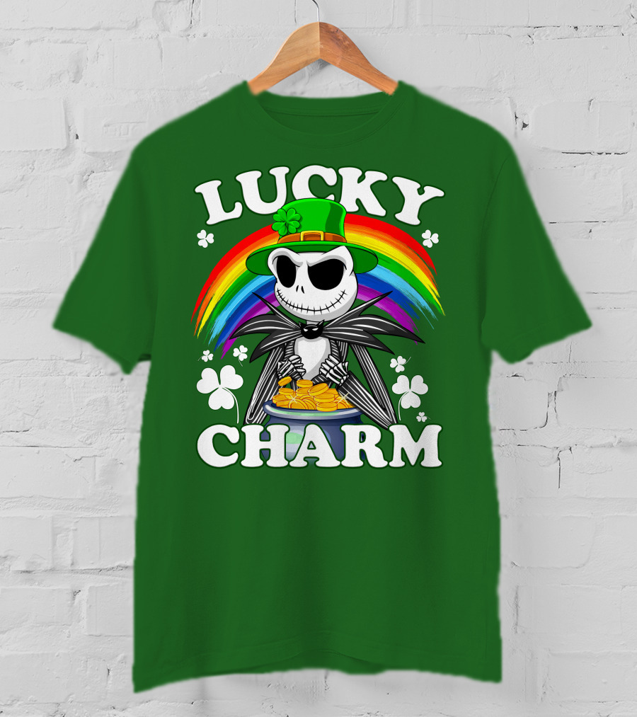 Lucky Charm Jack Skellington Rainbow Shamrock T-Shirt