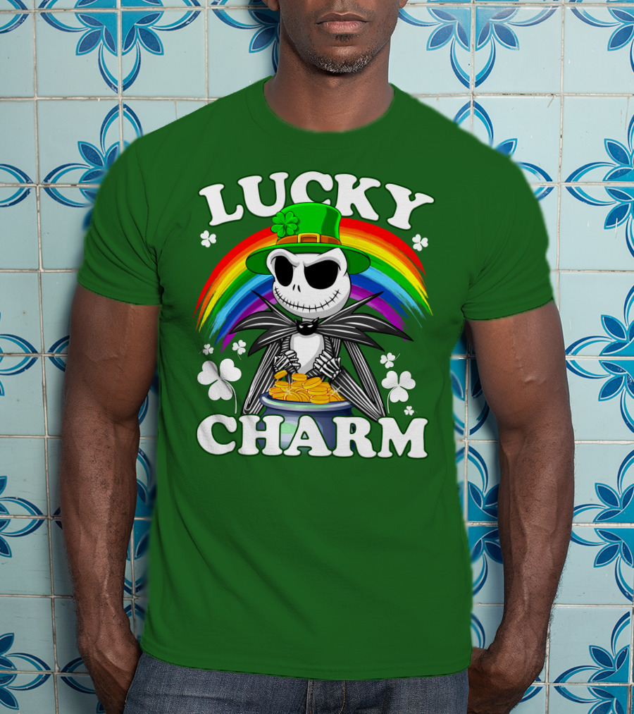 Lucky Charm Jack Skellington Rainbow Shamrock T-Shirt
