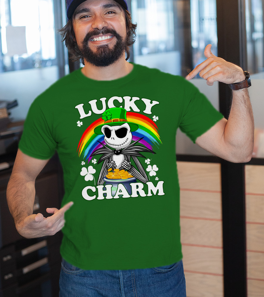 Lucky Charm Jack Skellington Rainbow Shamrock T-Shirt