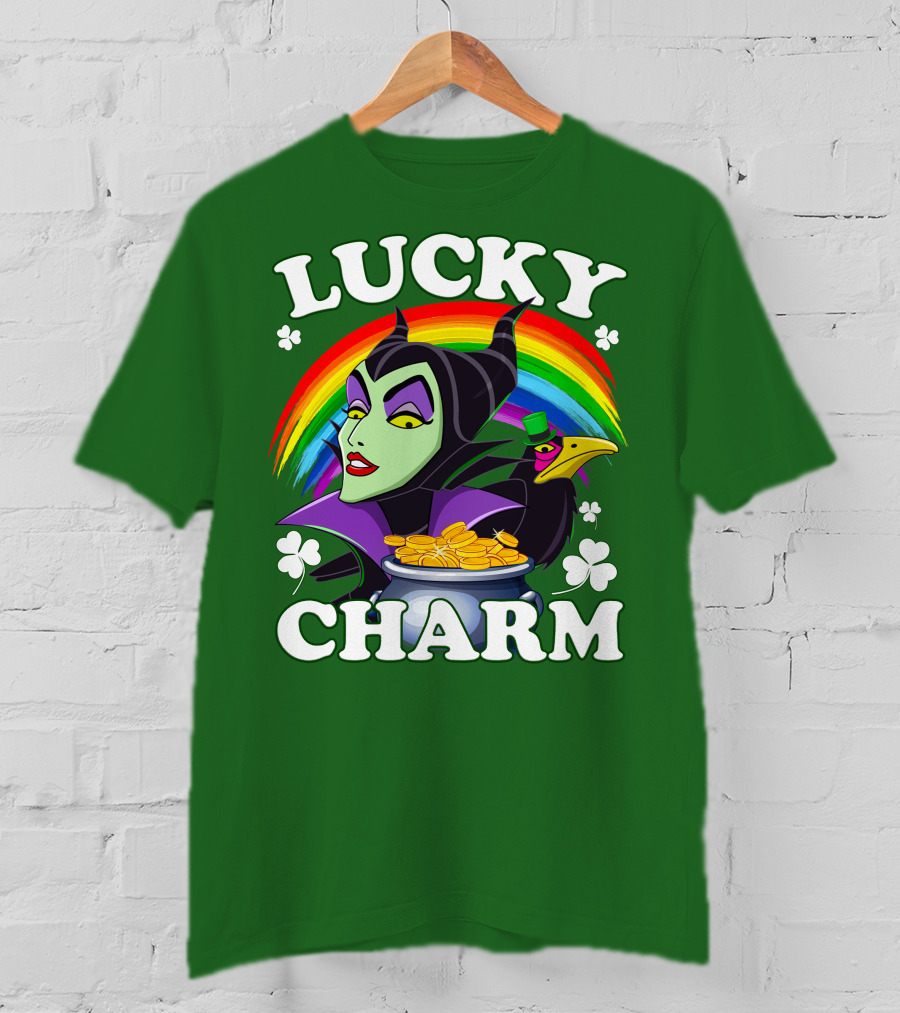 Lucky Charm Maleficent Rainbow Pot Of Gold T-Shirt