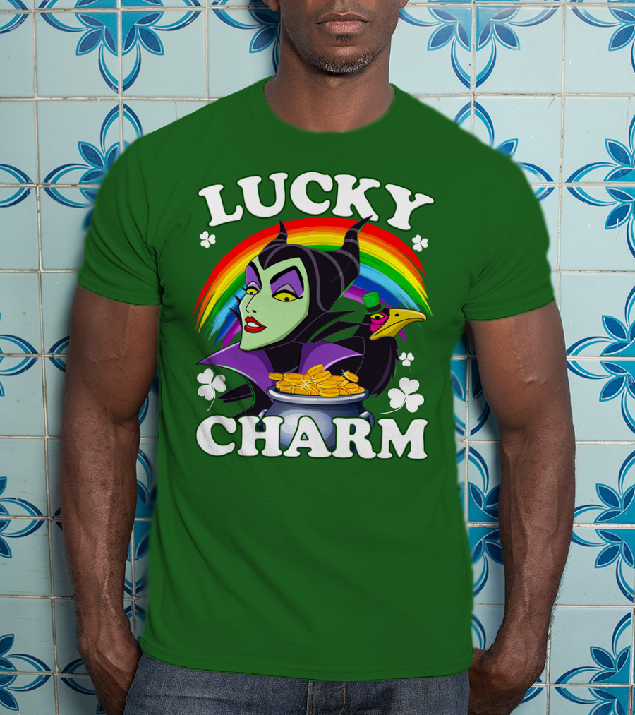 Lucky Charm Maleficent Rainbow Pot Of Gold T-Shirt