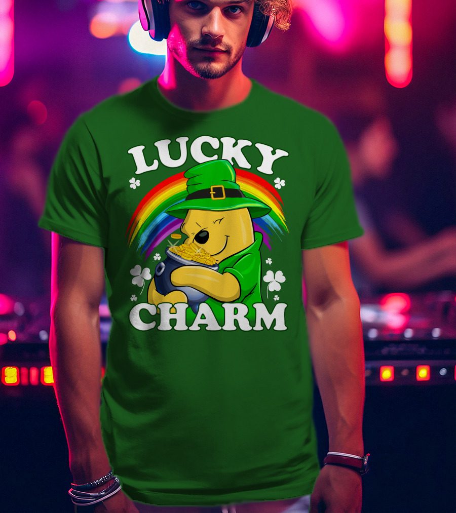 Lucky Charm Pooh Rainbow Pot Of Gold T-Shirt