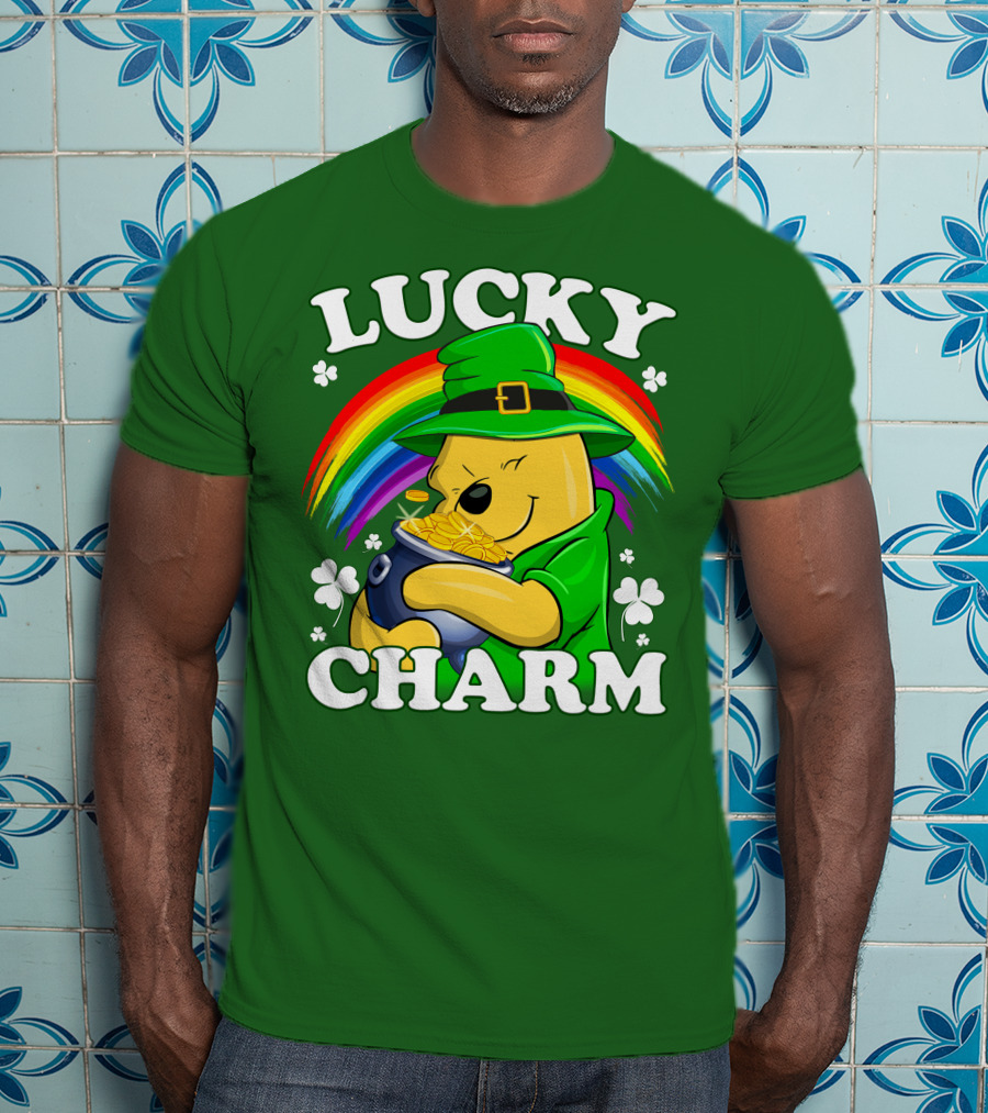 Lucky Charm Pooh Rainbow Pot Of Gold T-Shirt