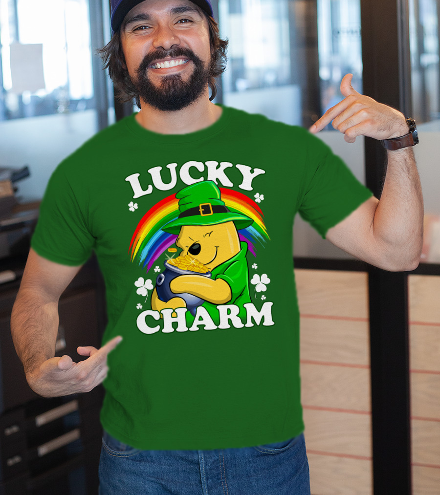 Lucky Charm Pooh Rainbow Pot Of Gold T-Shirt