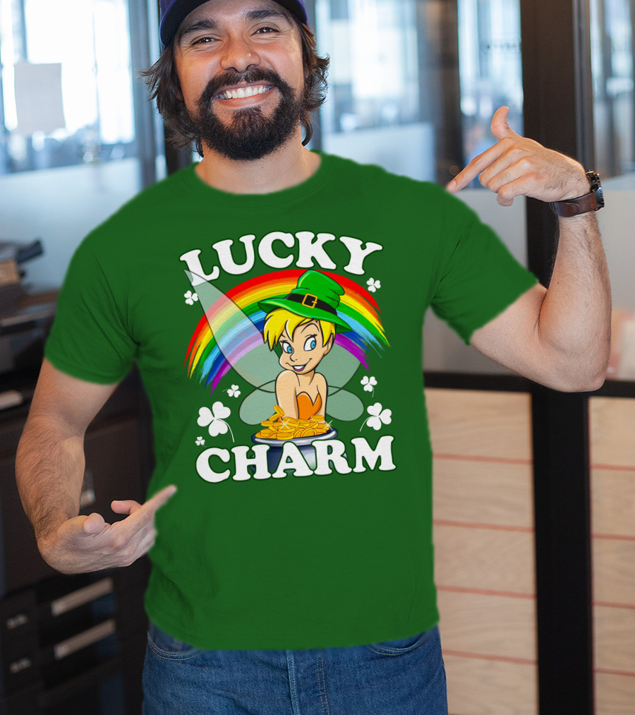 Lucky Charm Tinker Bell Rainbow Gold Coins Shamrocks T-Shirt