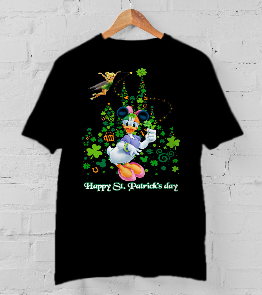 Happy St. Patrick's Day Donald Duck And Tinker Bell Disney Castle Celebration T-Shirt