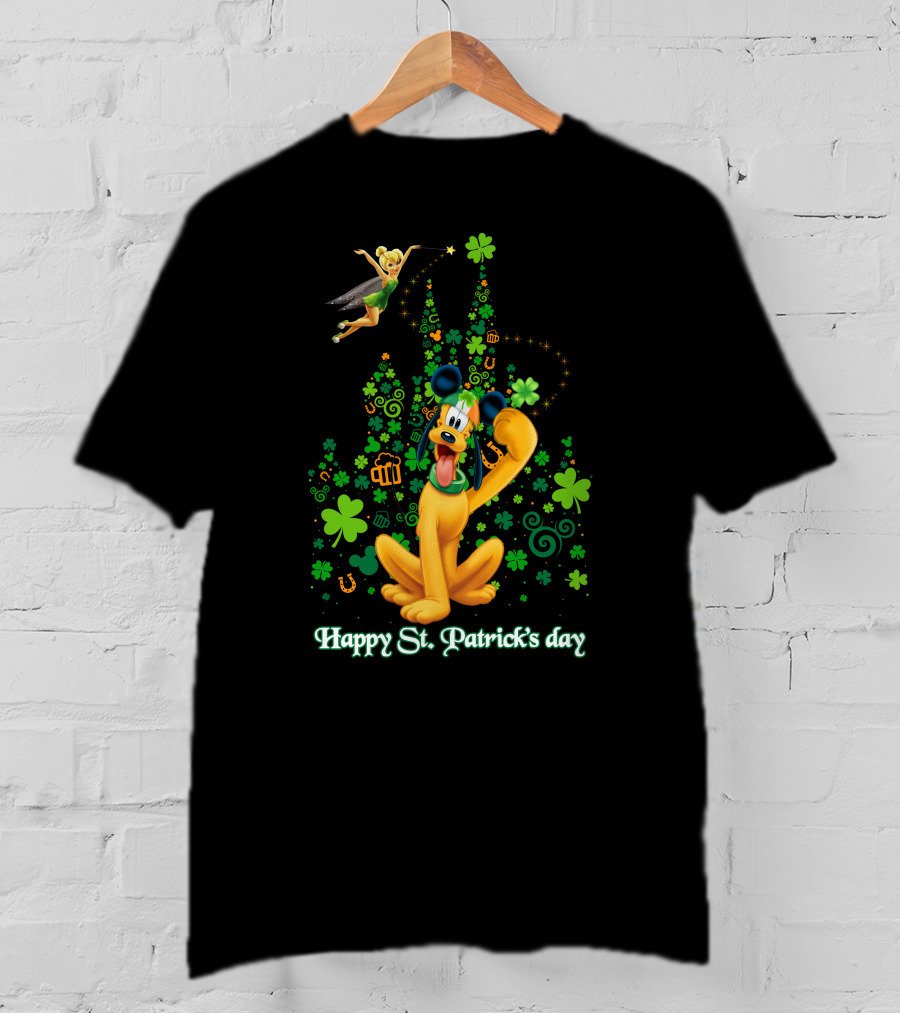 Happy St. Patrick's Day Pluto And Tinker Bell Disney Celebration T-Shirt