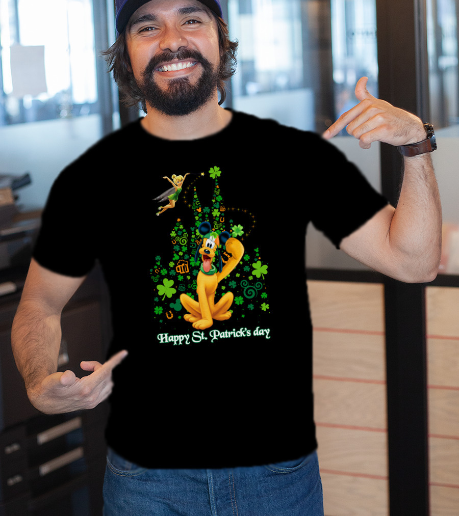Happy St. Patrick's Day Pluto And Tinker Bell Disney Celebration T-Shirt