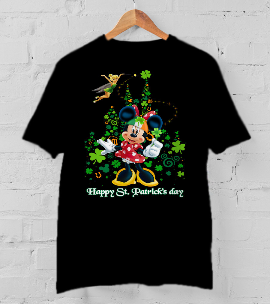 Minnie Happy St. Patrick's Day Disney Castle Tinker Bell T-Shirt