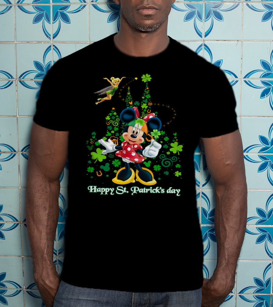 Minnie Happy St. Patrick's Day Disney Castle Tinker Bell T-Shirt