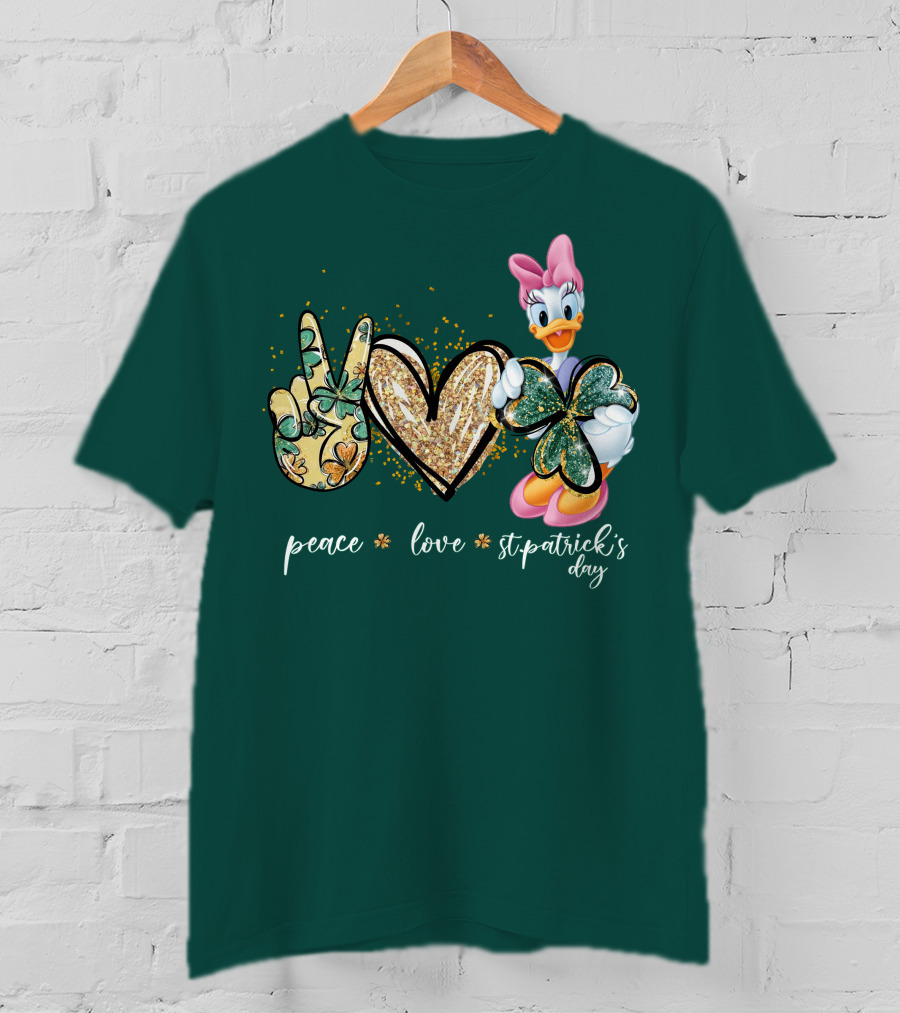 Peace Love St. Patrick's Day Daisy Duck Shamrock T-Shirt