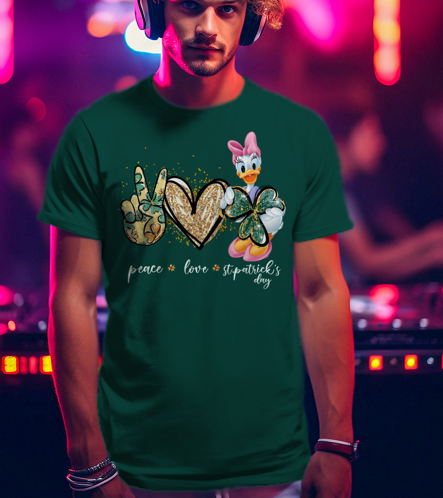 Peace Love St. Patrick's Day Daisy Duck Shamrock T-Shirt