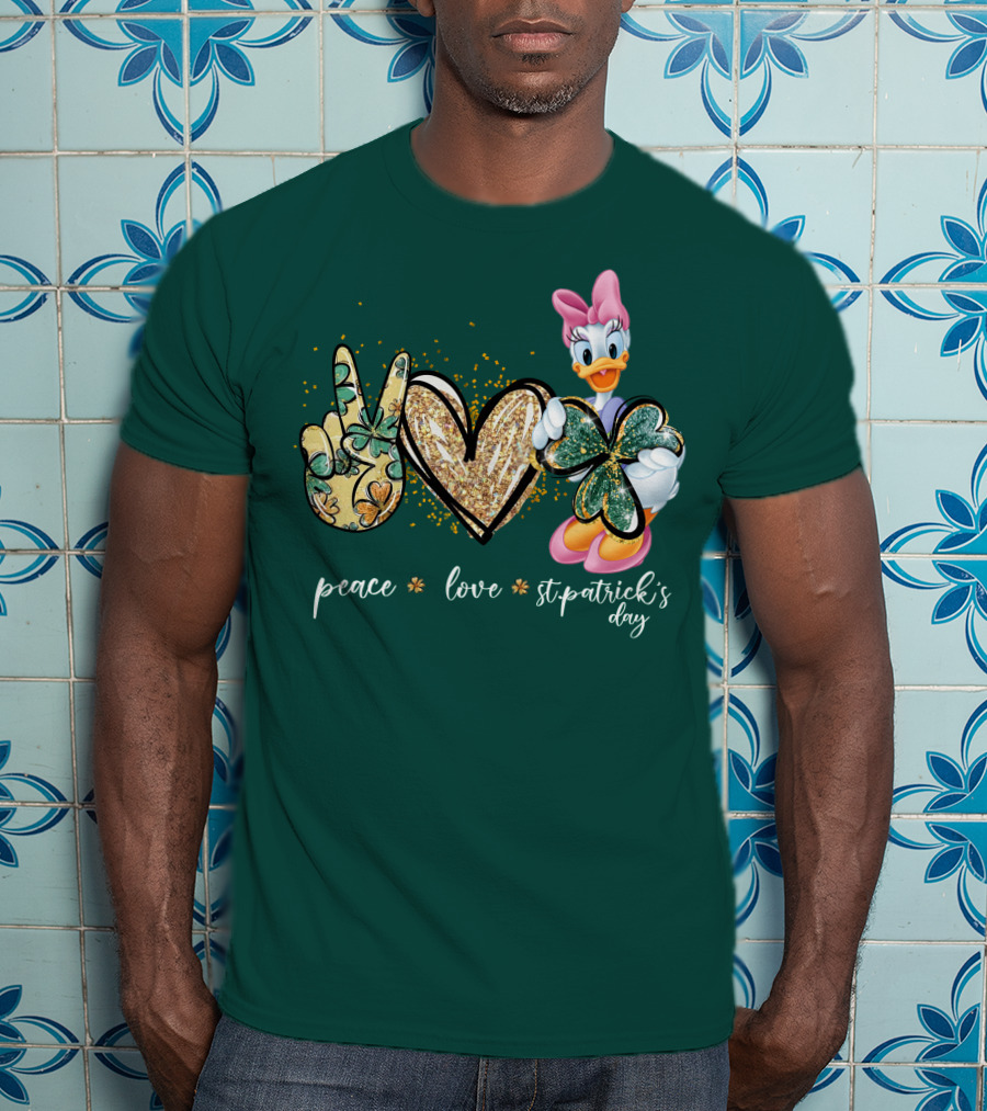 Peace Love St. Patrick's Day Daisy Duck Shamrock T-Shirt