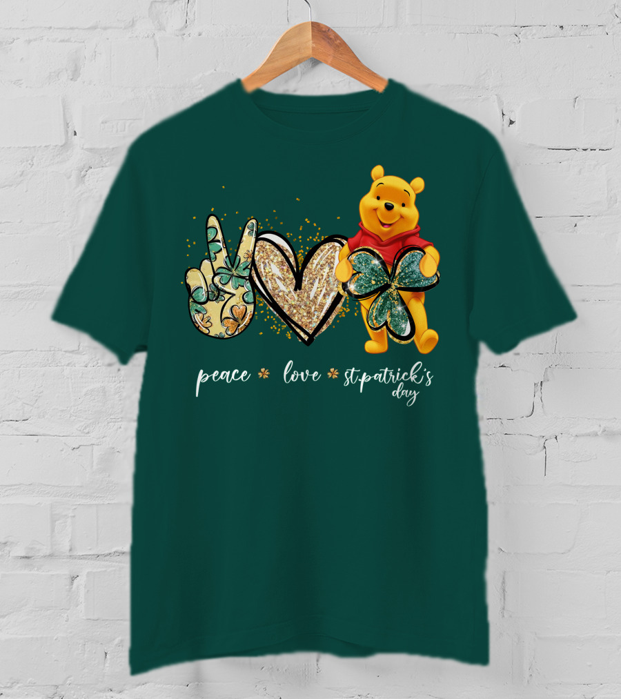 Peace Love St. Patrick's Day Pooh T-Shirt