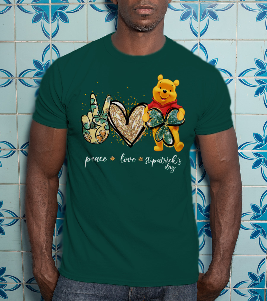 Peace Love St. Patrick's Day Pooh T-Shirt