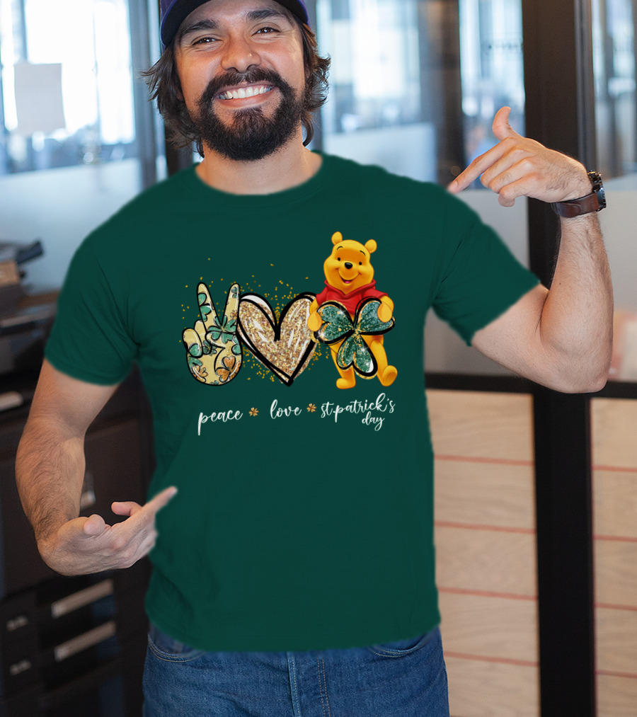 Peace Love St. Patrick's Day Pooh T-Shirt
