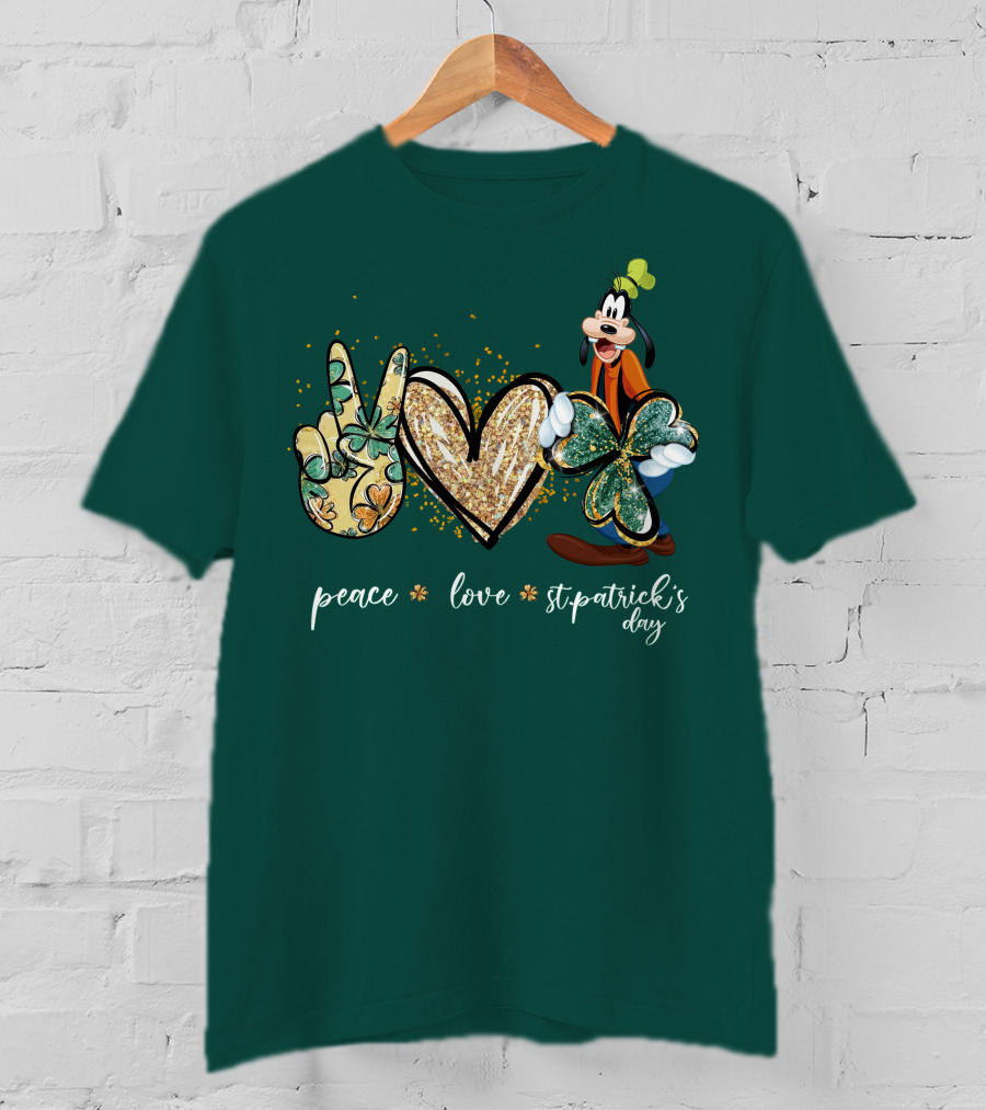 Goofy Peace Love St. Patrick's Day T-Shirt