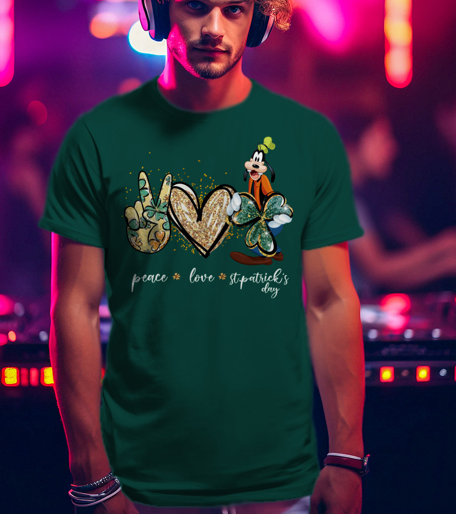 Goofy Peace Love St. Patrick's Day T-Shirt