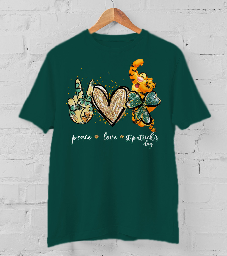 Tigger Peace Love St. Patrick's Day T-Shirt