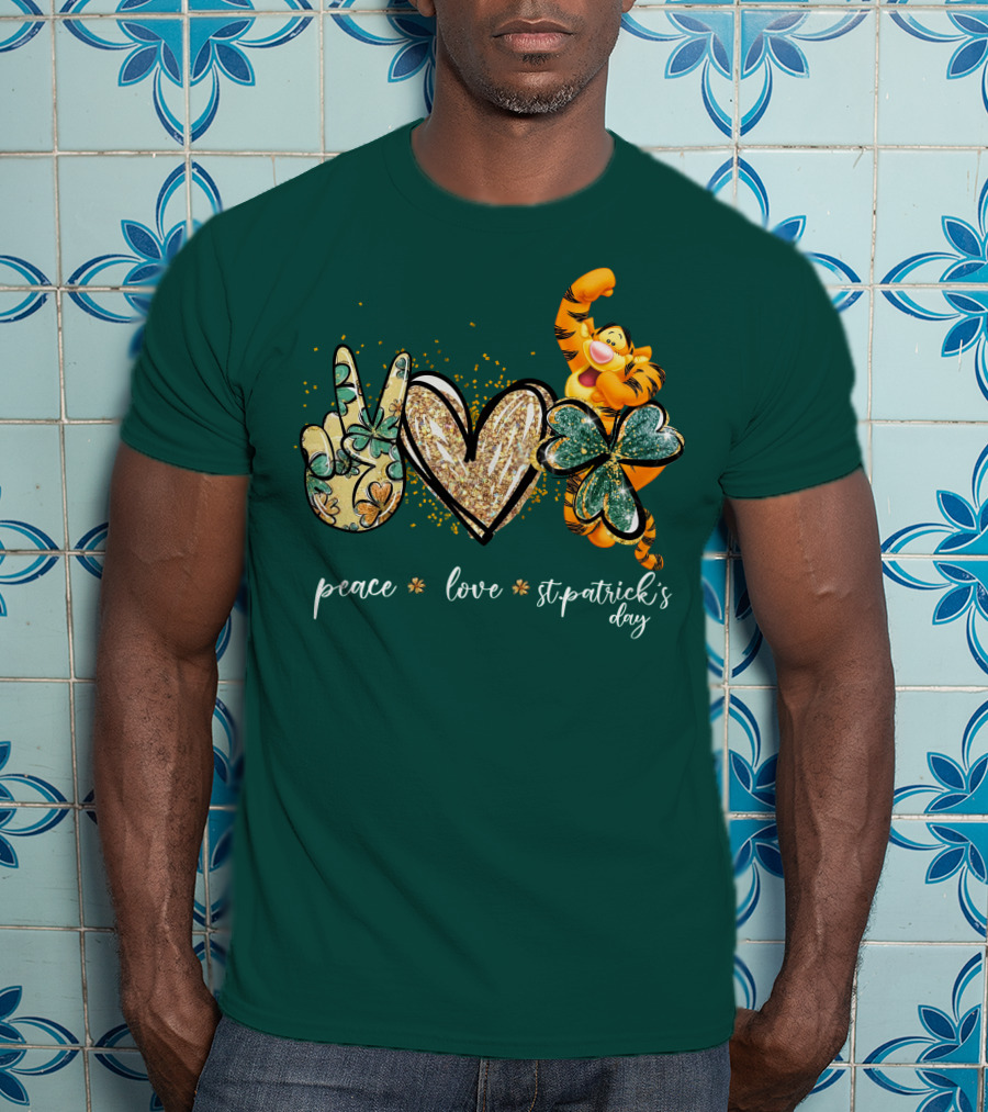 Tigger Peace Love St. Patrick's Day T-Shirt