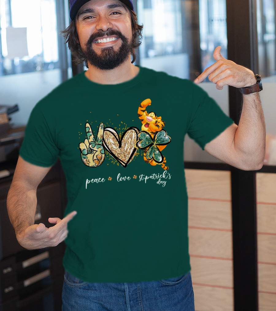 Tigger Peace Love St. Patrick's Day T-Shirt