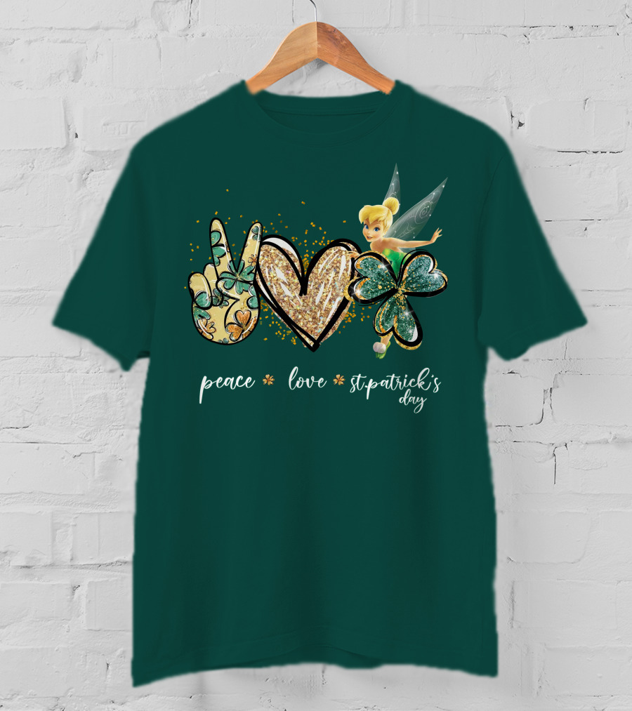 Peace Love St. Patrick's Day Tinkerbell T-Shirt