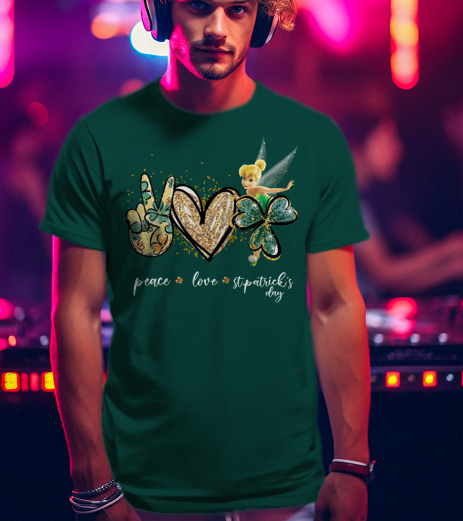 Peace Love St. Patrick's Day Tinkerbell T-Shirt