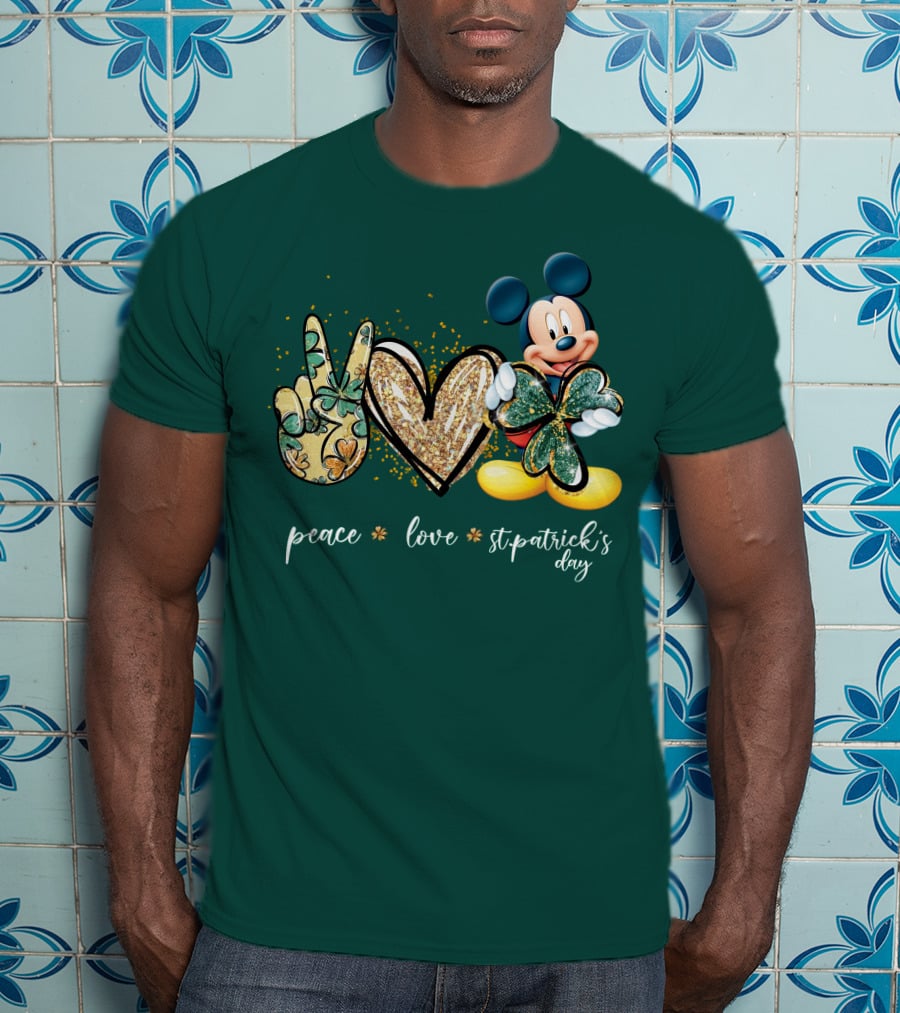 Peace Love St. Patrick's Day Mickey T-Shirt