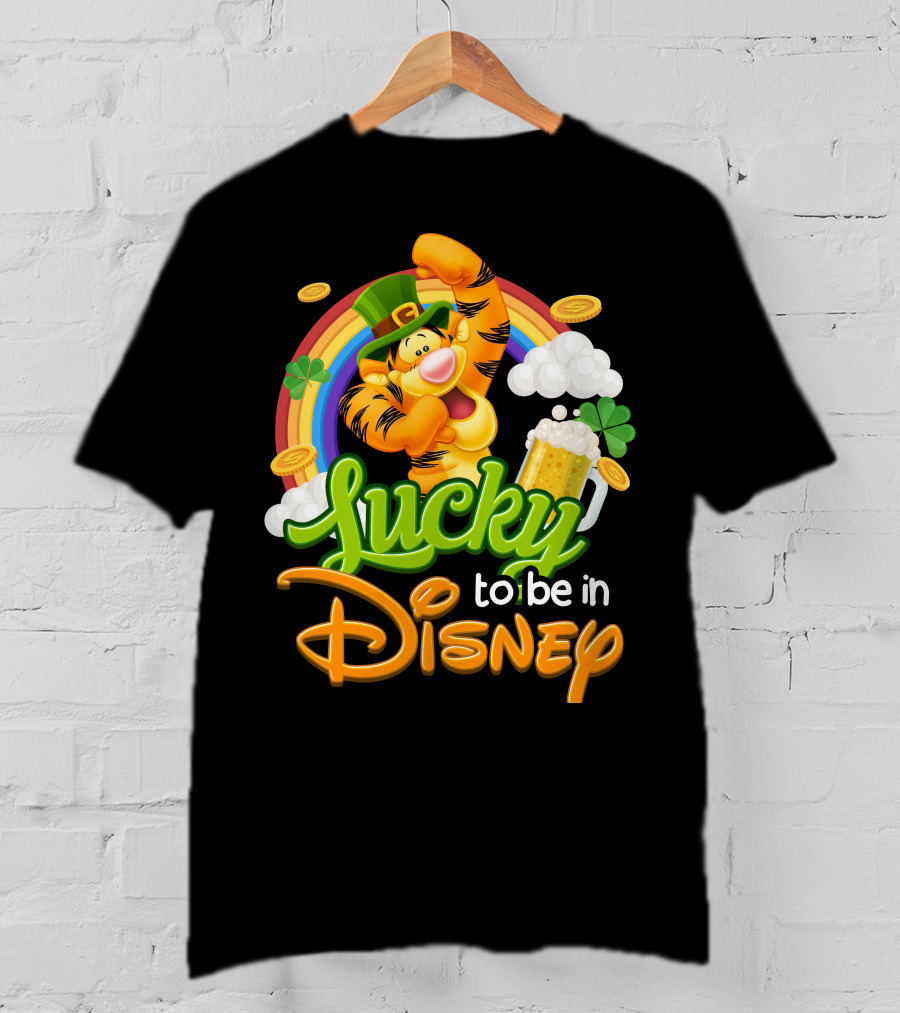 Lucky To Be In Disney Tigger Rainbow Clover St. Patrick's Celebration T-Shirt