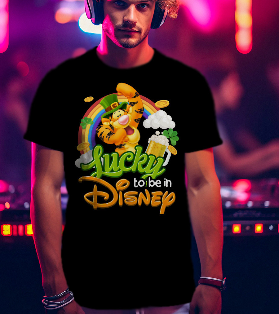Lucky To Be In Disney Tigger Rainbow Clover St. Patrick's Celebration T-Shirt
