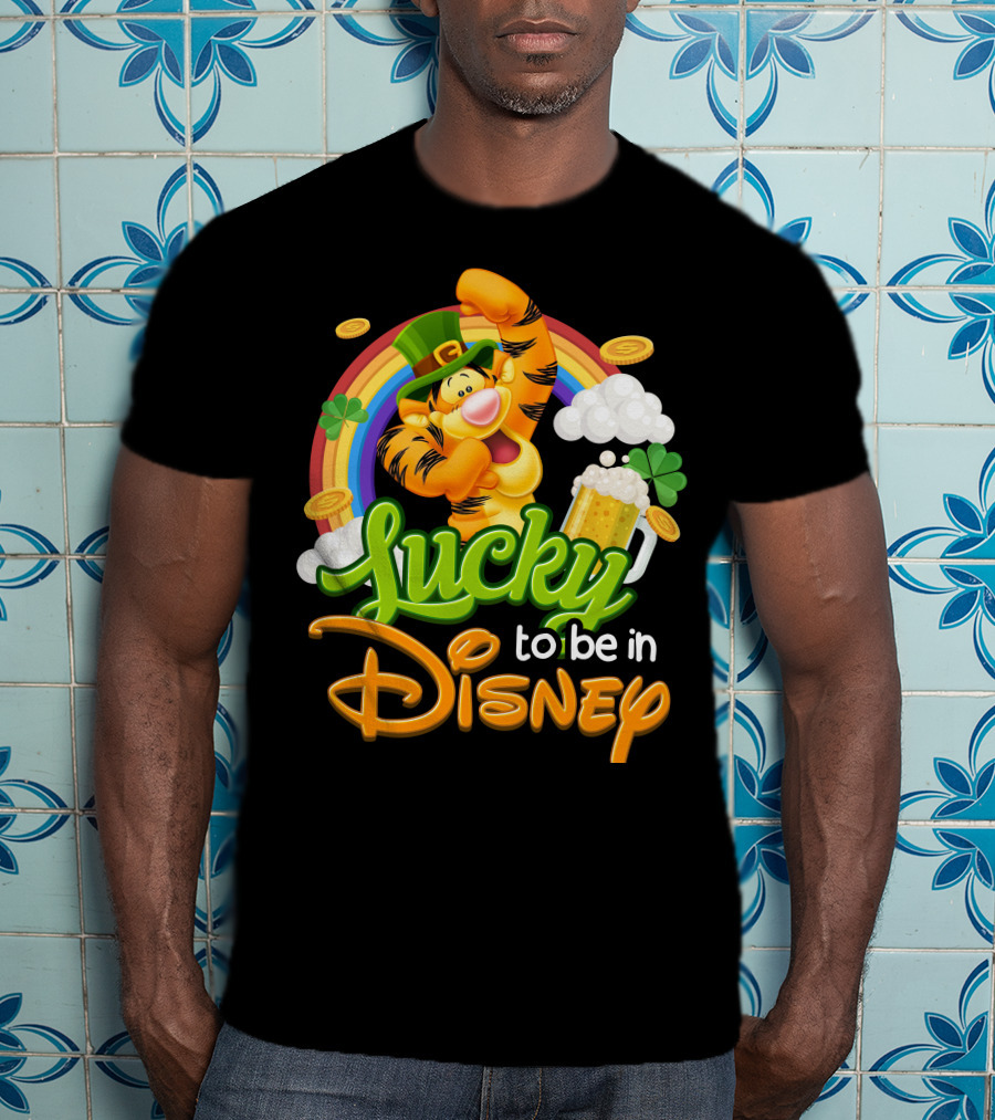 Lucky To Be In Disney Tigger Rainbow Clover St. Patrick's Celebration T-Shirt