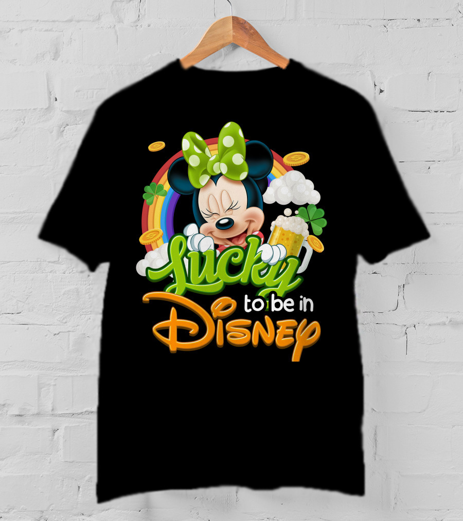 Lucky To Be In Disney Minnie Rainbow Coins T-Shirt