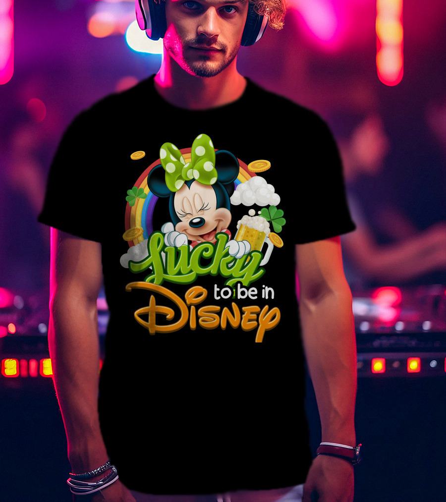 Lucky To Be In Disney Minnie Rainbow Coins T-Shirt